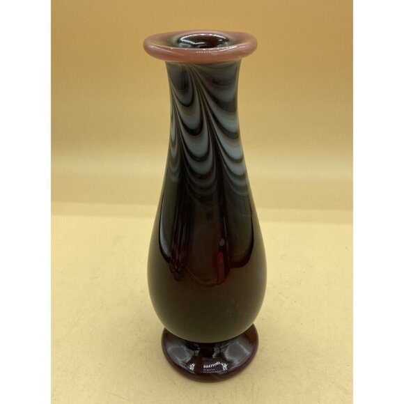 Alder House Oregon Buzz Williams Art Glass 8” Vase Red Signed 1980 Hand Blown - Picture 5 of 10